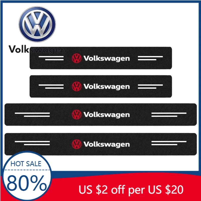 

Накладки на пороги из карбона для Volkswagen (4 шт.) – защита дверей для Volkswagen Golf, Tiguan, Polo, Golf 6, Gol