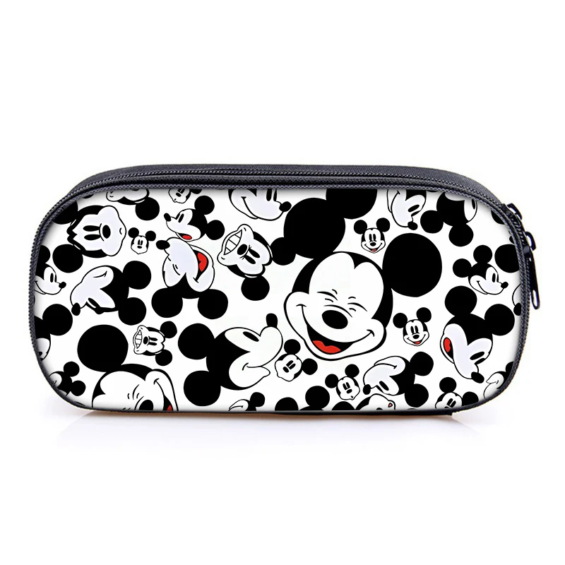 Disney Mickey Mouse Print Pencil Cases Anime Minnie Pen Bags Creative Pencil Bag Kids School Supplies Boys Girls Birthday Gift