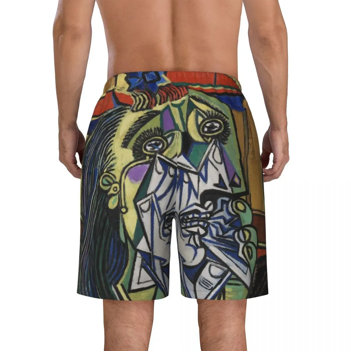 Homens A Mulher Chorando Imprimir Swim Trunks, Quick Dry Beachwear, Praia Board Shorts, Picasso Pintura, Boardshorts