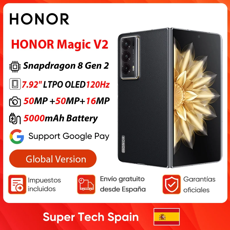 Immagine di Versione Globale Honor Magic V2 5G Smartphone Pieghevole Snapdragon 8 Gen2 Display OLED LTPO 120Hz Tripla Fotocamera 50MP Android Mobile