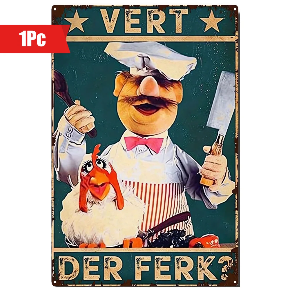 Home Cooking Cafe - 1個入り ヴィンテージ マペット スウェーデンシェフ メタルサイン「Vert Der