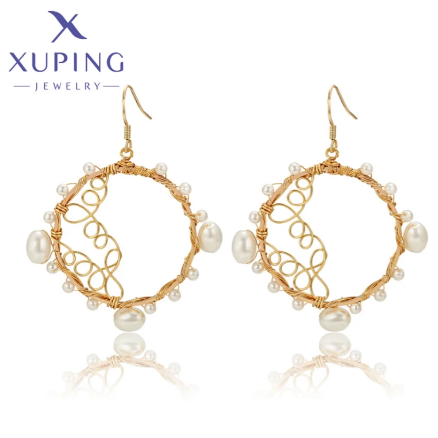 

Xuping Jewelry New Fashion High Quality Pearl Shape Gold Color Earrings for Women Schoolgirl Party Popular Wish Gifts A00568511
