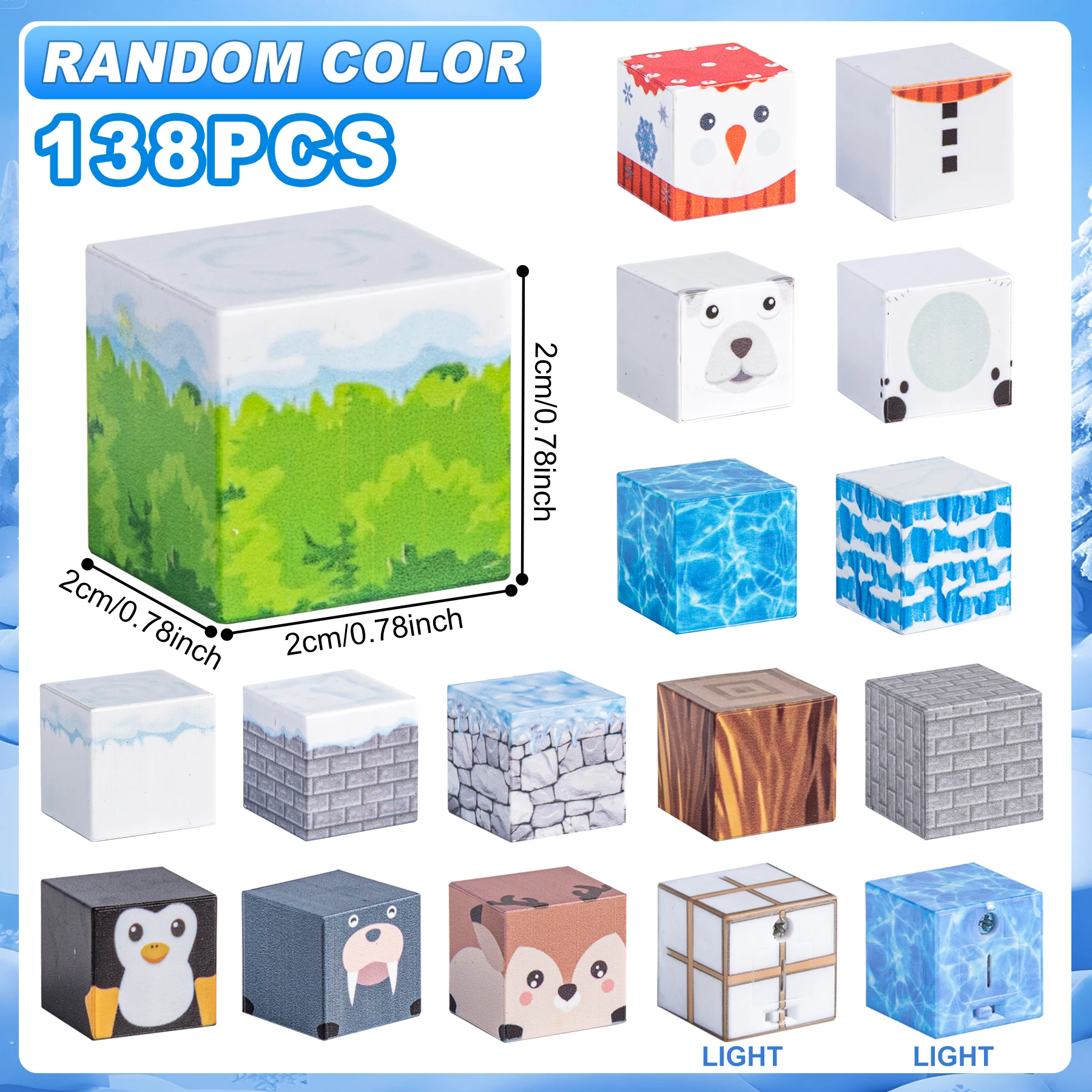 Unilabo 138PCS Light Up magnetische bouwstenen, Snow 2025 opgewaardeerd STEM-spelspeelgoed, kerstverjaardagscadeaus voor kinderen vanaf 3 jaar