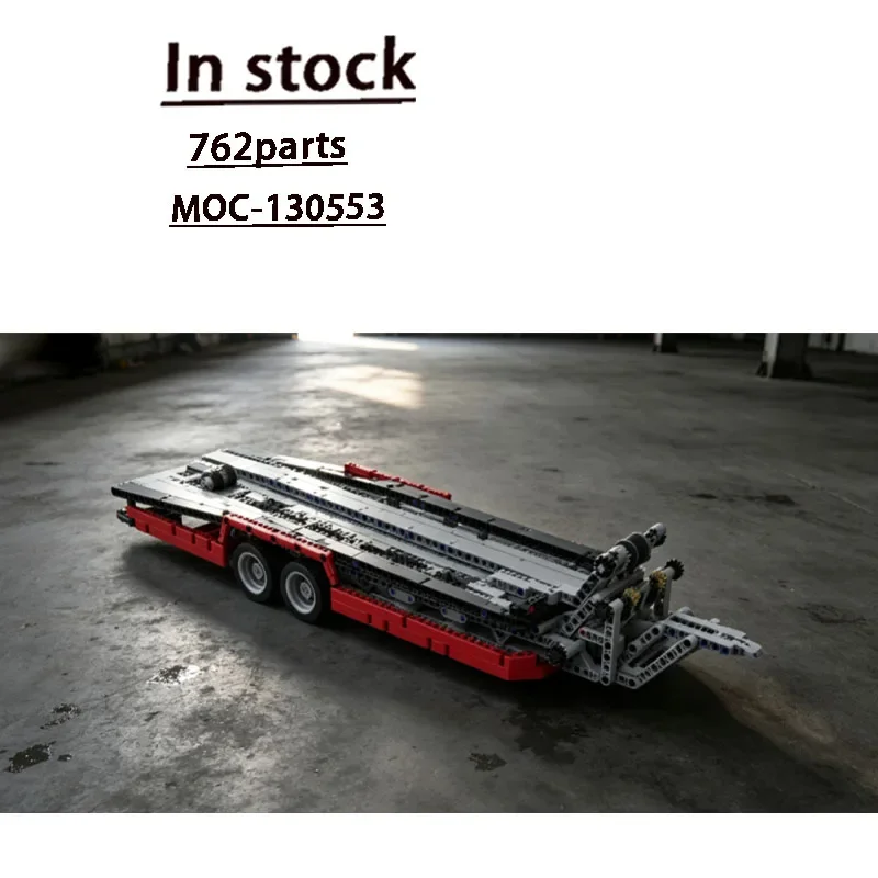 Building Block Model MOC-130553 New Street Cargo Small Three-Axle Trailer 762 Parts Custom Birthday Christmas Toy Gift