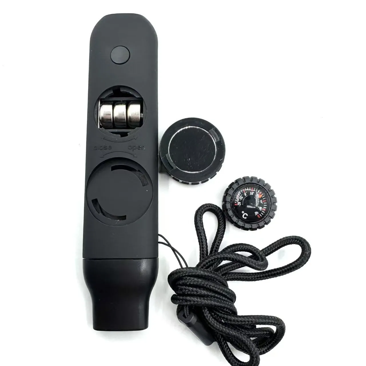 7in1 Multifunction Whistle Survival Gear Outdoor Camping Hiking Tool With LED Light Compass Thermometer Emergency Device