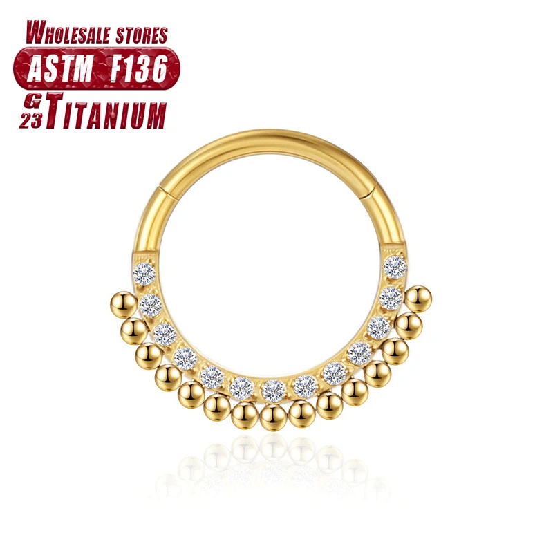 G23 Titanium Flower Nose Rings Hoop Zircon Piercing Diaphragm Tragus Cartilage Ear Perforated Clicker Ladies Lip Body Jewelry