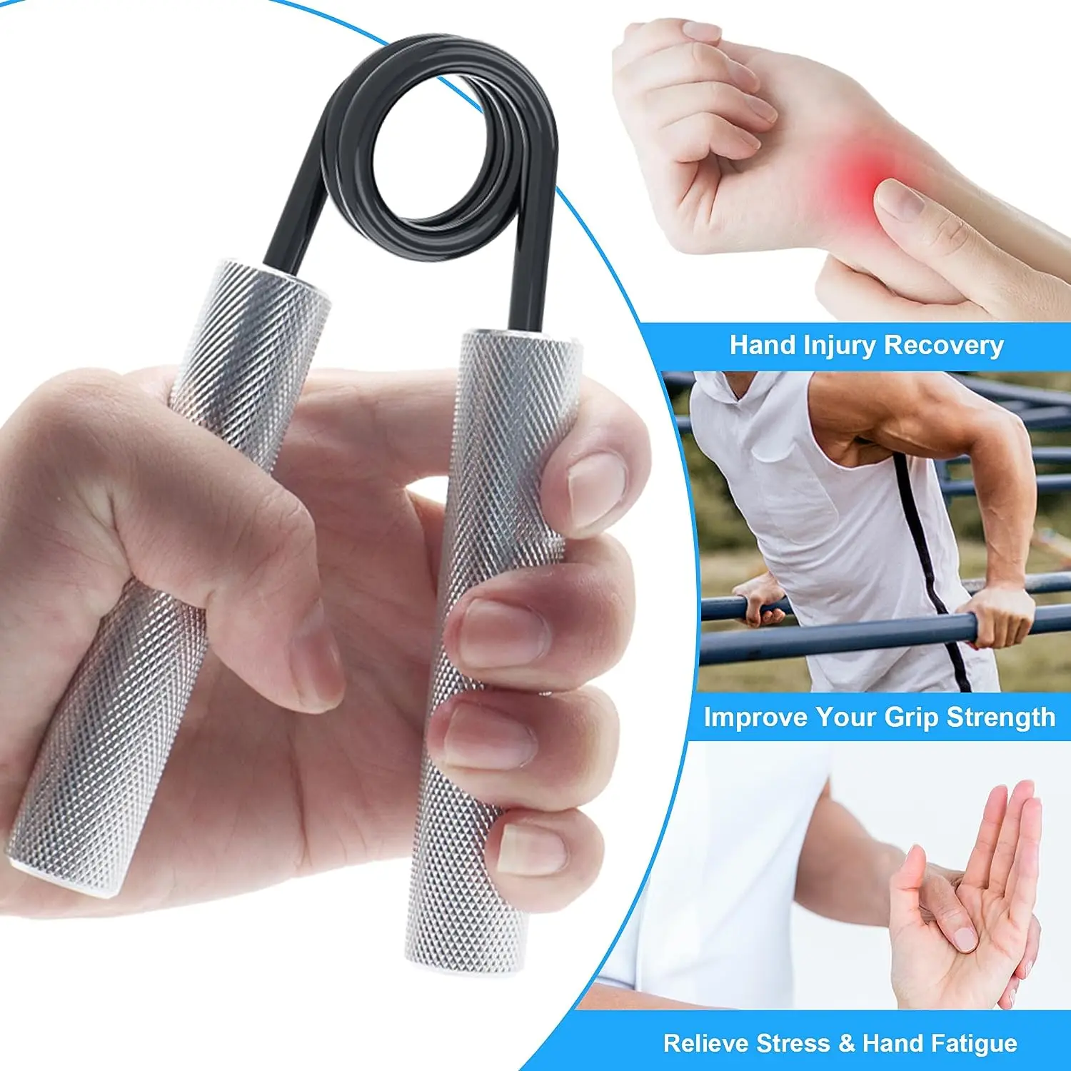6 Pack Heavy Hand Gripper With Sponge Sleeve Spring Steel Fitness Equipment For Men Home Gym Arm Finger Strength Training Set