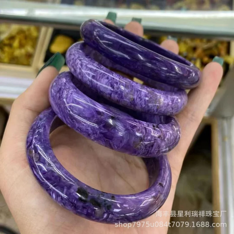 Natural Amethyst Wide Version Bright Color Cloud Pattern Enchanting Bracelet