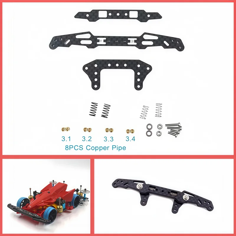 3mm Carbon Fiber Spring Wide Rear Plate And Front Rear Plate Custom Parts for Tamiya MINI/4WD - Racing Upgrade Kit