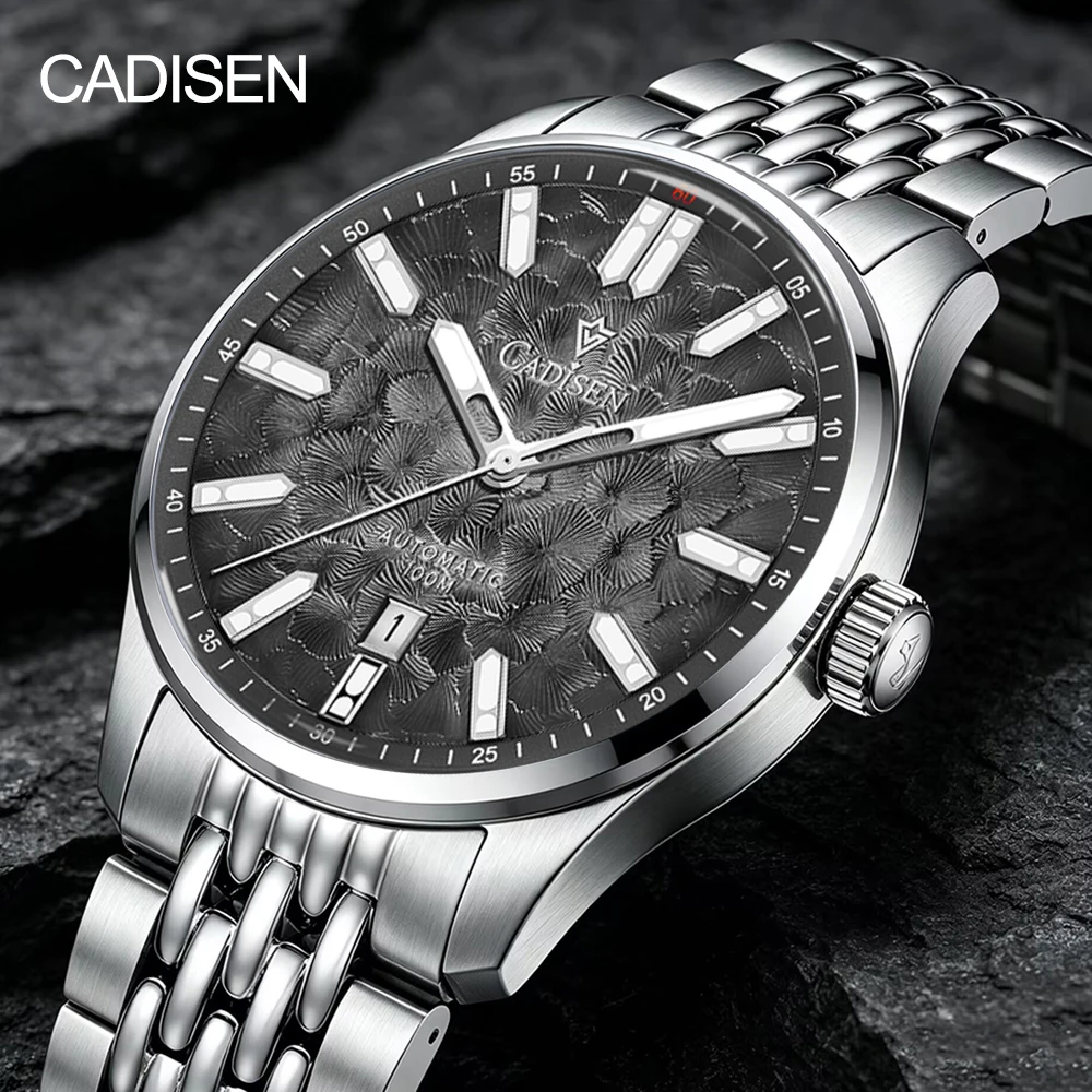CADISEN Automatic Mechanical Sapphire Watches Silver Business Casual 10ATM Waterproof Japan MIYOTA 8215 Movement Watch Mens 2026