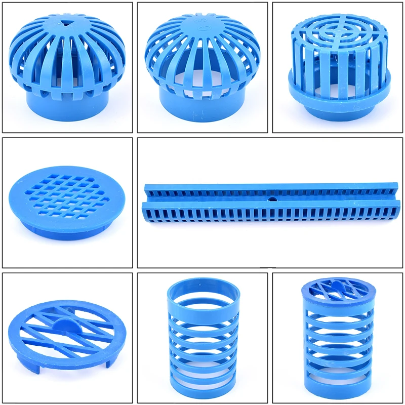 1Pc PVC Blue Fish Tank Filter Cover Vent Cap Permeable Seafood Pool Overflow Pipe Cap Filter Isolation Mesh Aquarium Accessories