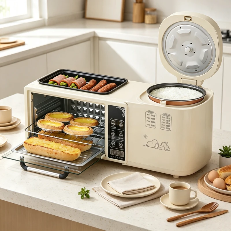 Multifunction Breakfast Maker Mini Oven Rice Cooker Griddle Toaster All in One Frying Baking Home Kitchen Machine 아침 조리기
