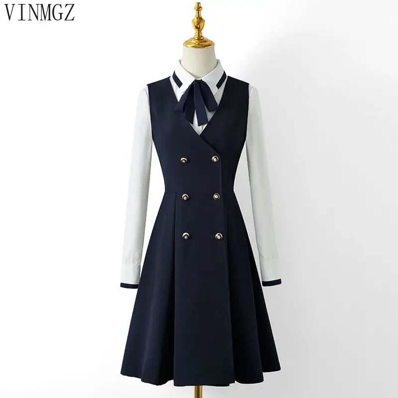 

2025 spring and autumn new intellectual professional dress female teacher college style thin vest tide dress