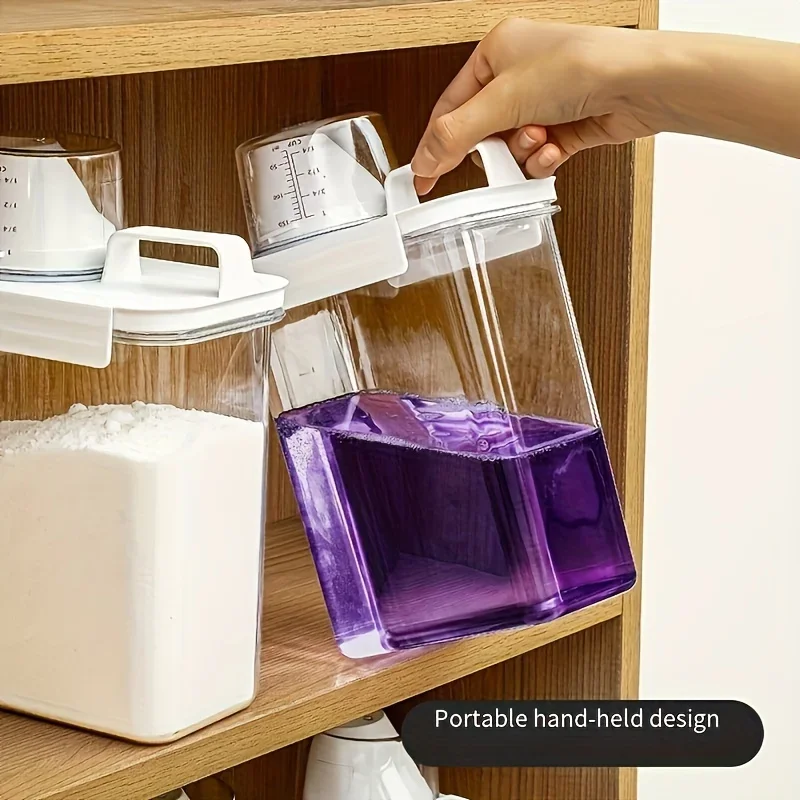 1100ML/1800ML/2300Ml Airtight Laundry Detergent Powder Storage Box Jar Bleach Storage Container Large Capacity Measuring Cup