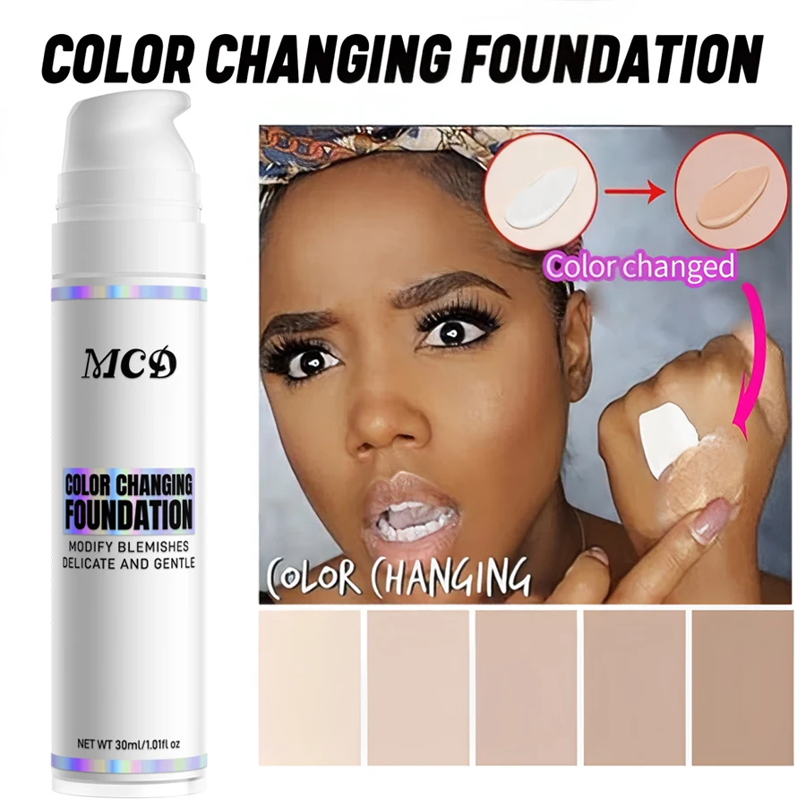 Color Changing Foundation for All Tones Skin Makeup Base Nude Face Full Cover Matte Concealer Long Lasting Liquid Foundation