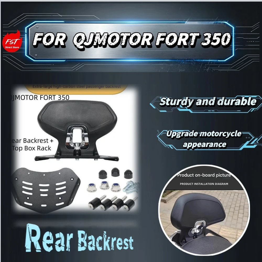 For QJMOTOR FORT350 Large Thick Passenger Back Pad With Rear Storage Rack OEM Mounts Bring Cozy Support For Two Travel Riders