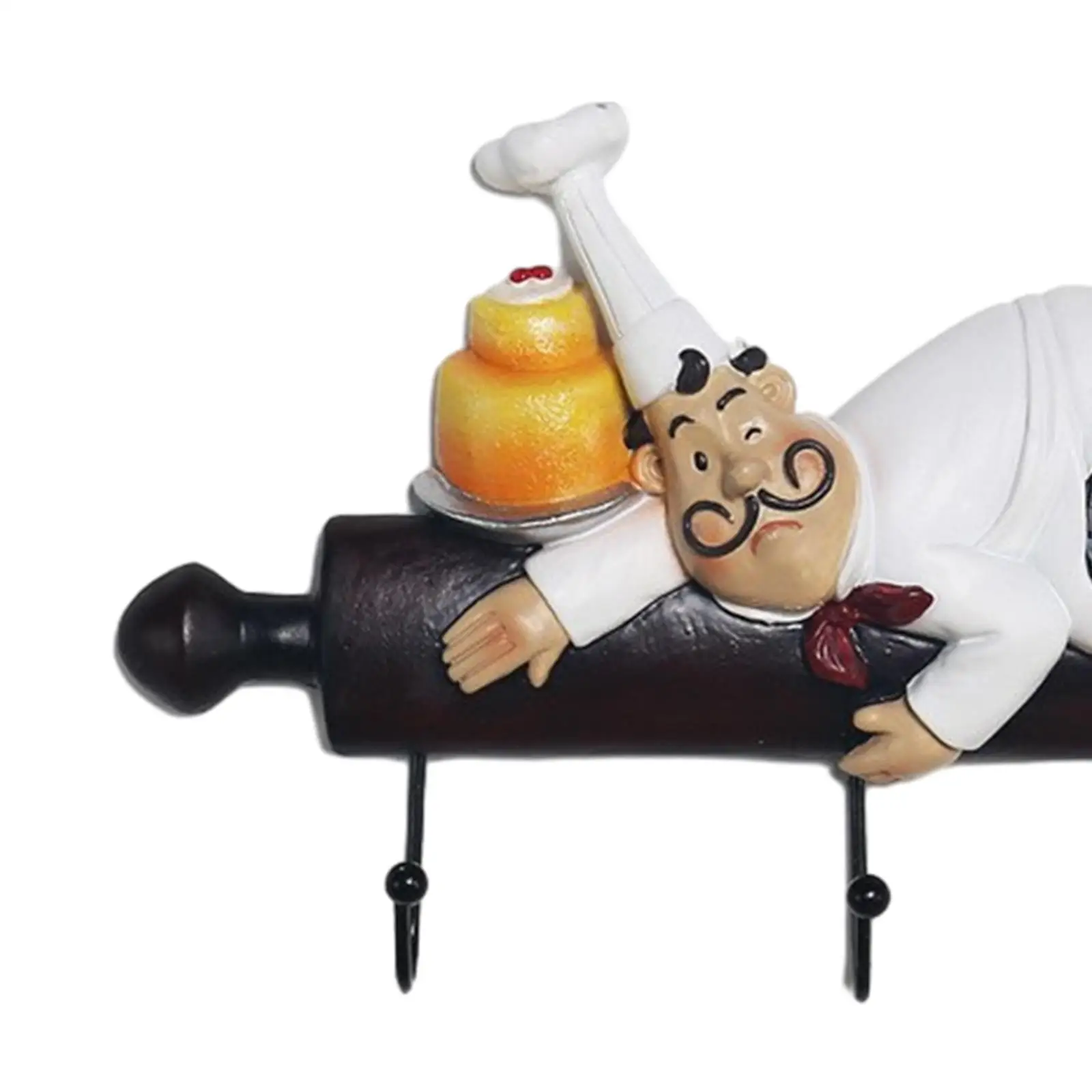 Chef Figurine Wall Hook Wall Art Decor Decorative Cute Utility Hook Wall Mount Rack Hook for Keys Hats Caps Coats Kitchen