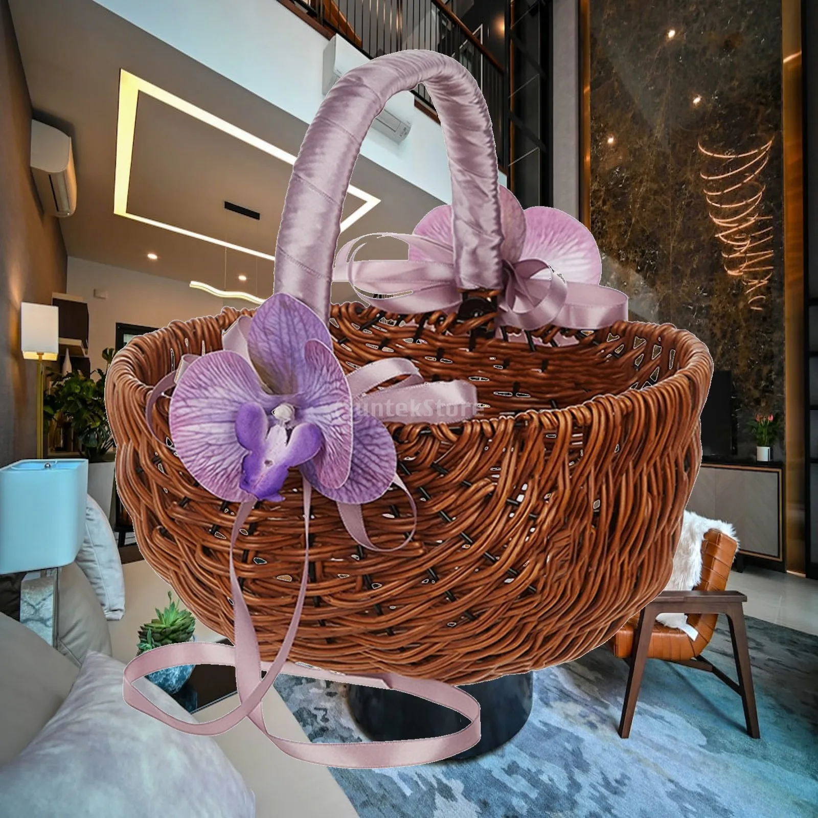 Durable ABS Metal Flower Girl Basket Vintage Floral Organizer for Wedding Anniversary and Picnic
