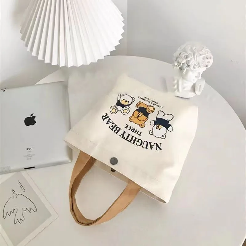 Canvas Bag Small Versatile Handbag Female Student Lunch Box Bag Simple Tote Bag Office Worker Lunch Bag Shopping Bag image 5