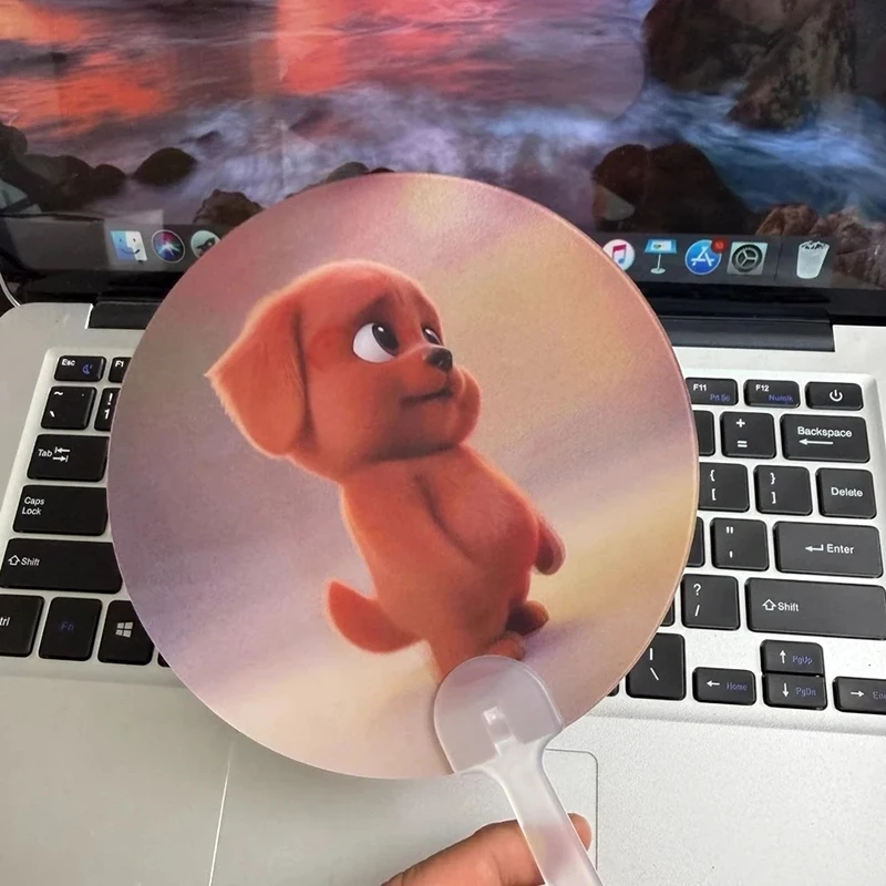

5Pcs Red Dog Krieff Abstract Cartoon Gifteable Handheld Fan Toy Creative Prank Toy for Party School Office Universal Gender