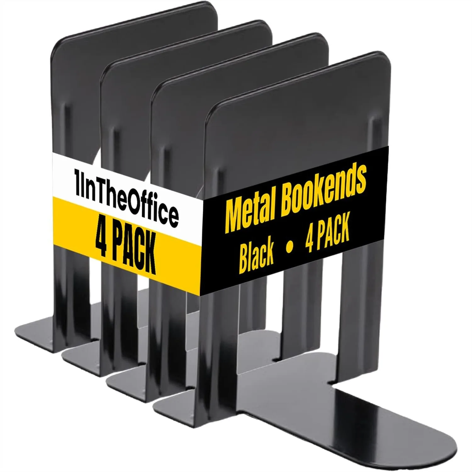 

Heavy Duty Metal Bookends for Shelves, 4 Pack T-Shaped Book Holder with Rounded Corners for Books Magazines CDs