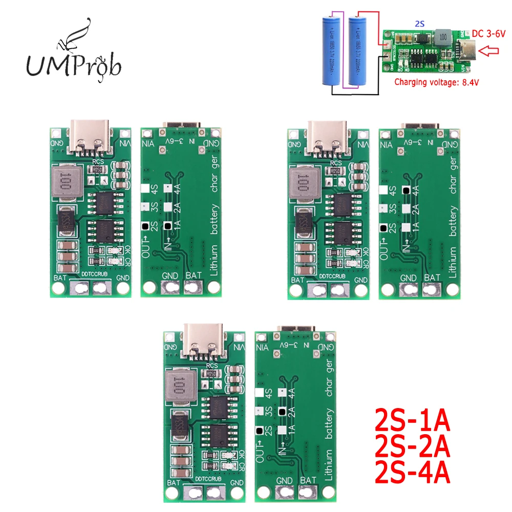 

Multi-Cell 2S Type-C To 8.4V 12.6V 16.8V Step-Up Boost LiPo Polymer Li-Ion Charger 18650 Lithium Battery