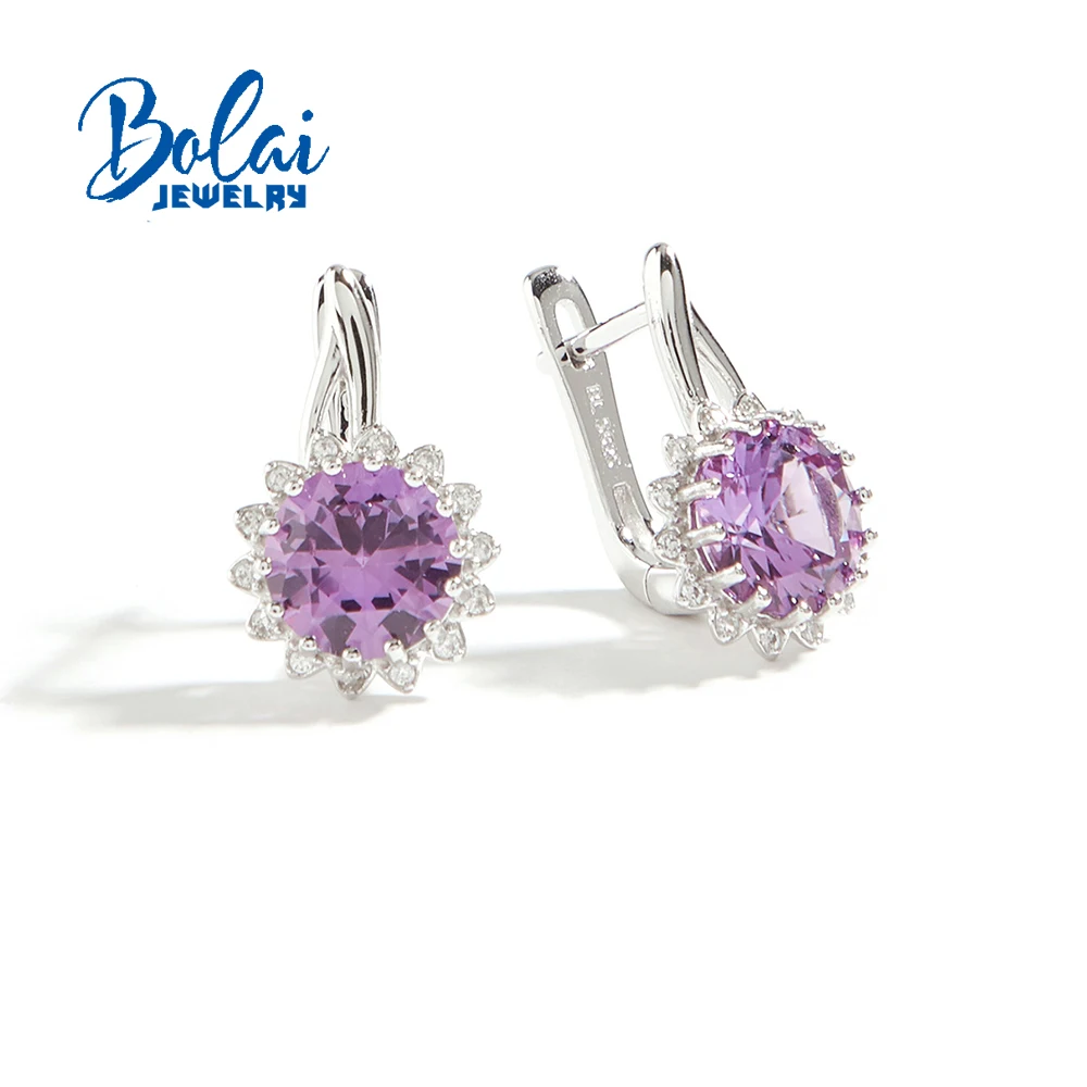 

Elegant Flower Style Designer 925 Silver Earring Created Alexandrite Gemstone Luxury Jewelry for Women Engagement Birthday Gifts
