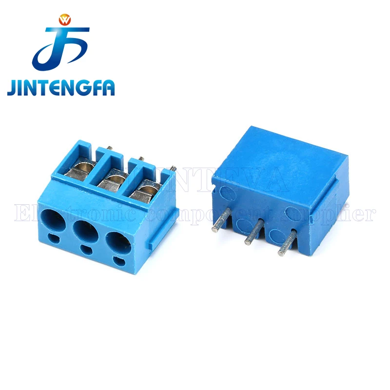 10PCS KF300 2Pin 3Pin 5MM Pitch PCB Screw Terminal Block Power Connectors 250V 16A 5.0mm Blue Can Be Spliced 4P 5P 6P 8P 10 Pin