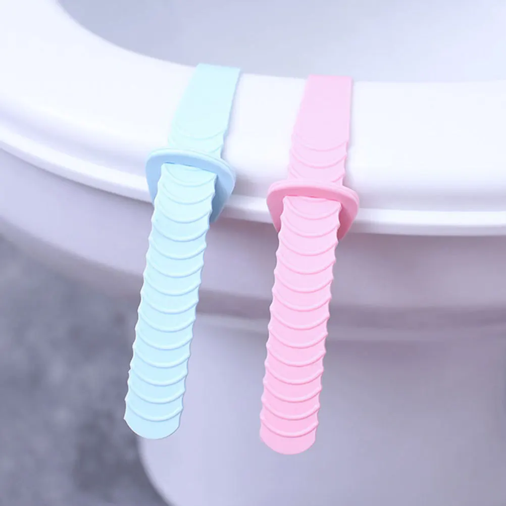 

8pcs Silicone Toilet Seat Lifter For Elderly Kids Handle Bathroom Accessory Sky-Blue Toilet Cover Avoid Touching