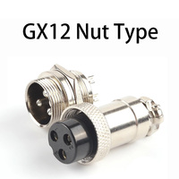 1set GX12 Nut Type 2/3/4/5/6/7 Pin Male + Female 12mm Circular Aviation Connector Screw Plug Panel Mount Socket& Plug