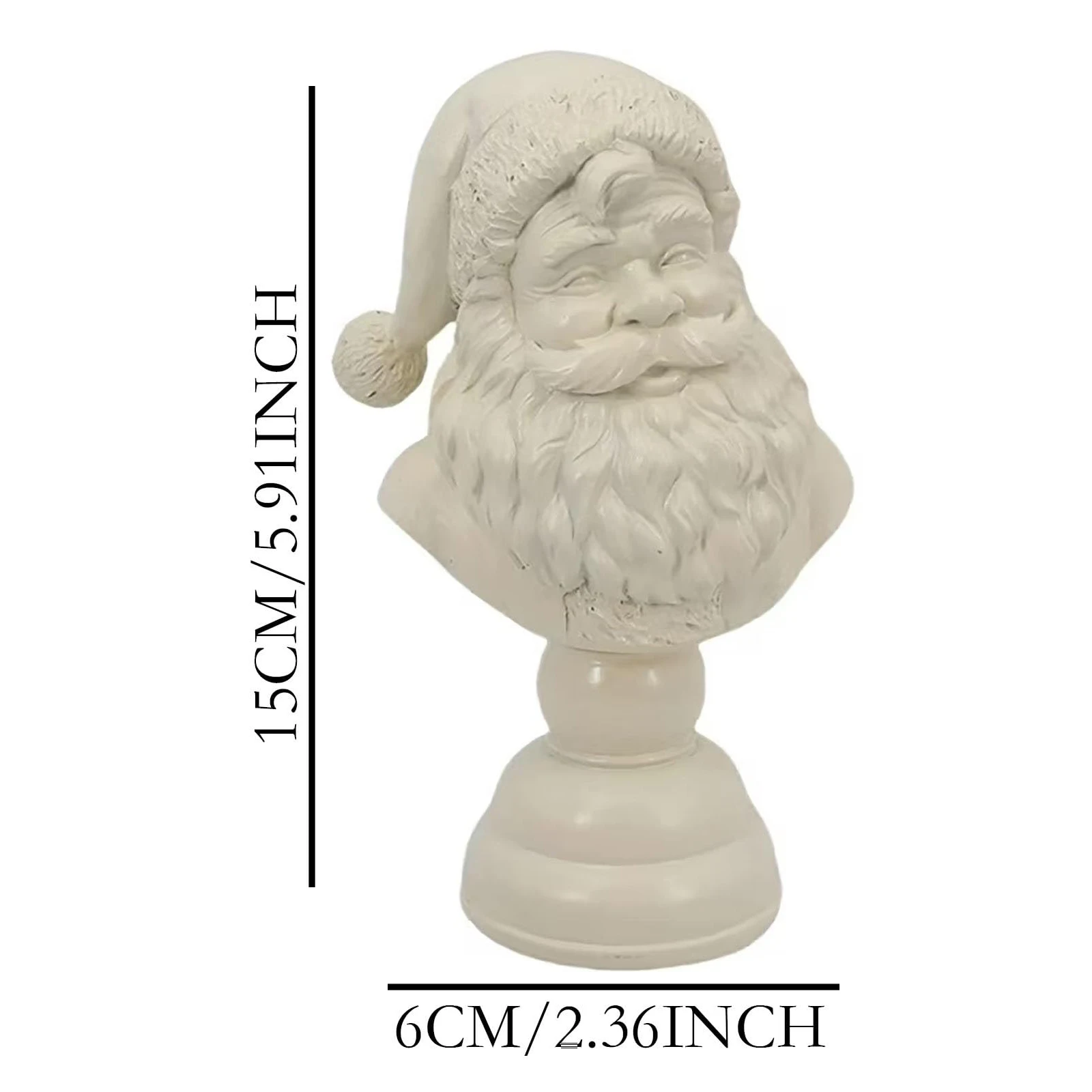 Statue for Tabletop Bookshelf Bedroom Office White Resin Half Body Santa's Figurine Santa Claus Bust Santa Claus Head