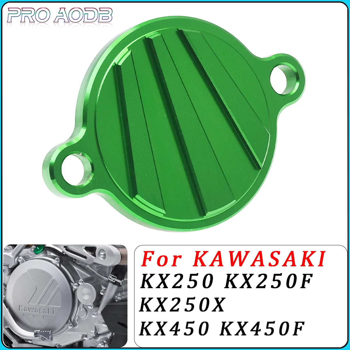 Motorcycle CNC Oil Filter Cover For Kawasaki KX250F KX450F KX 250F 450F 2005 2006 2007 2008 2009 2010 2011 2012 2013 2014-2018