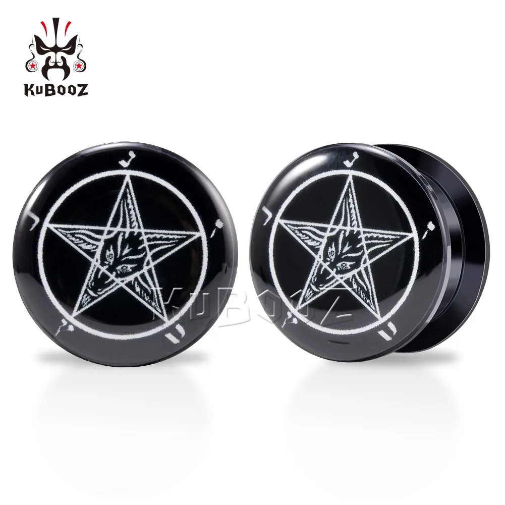 KUBOOZ prosty akrylowy okrągły Pentagram biżuteria do ciała kolczyki wskaźniki zatyczki do uszu tunele Piercing nosze ekspandery 6-30mm 2 sztuk