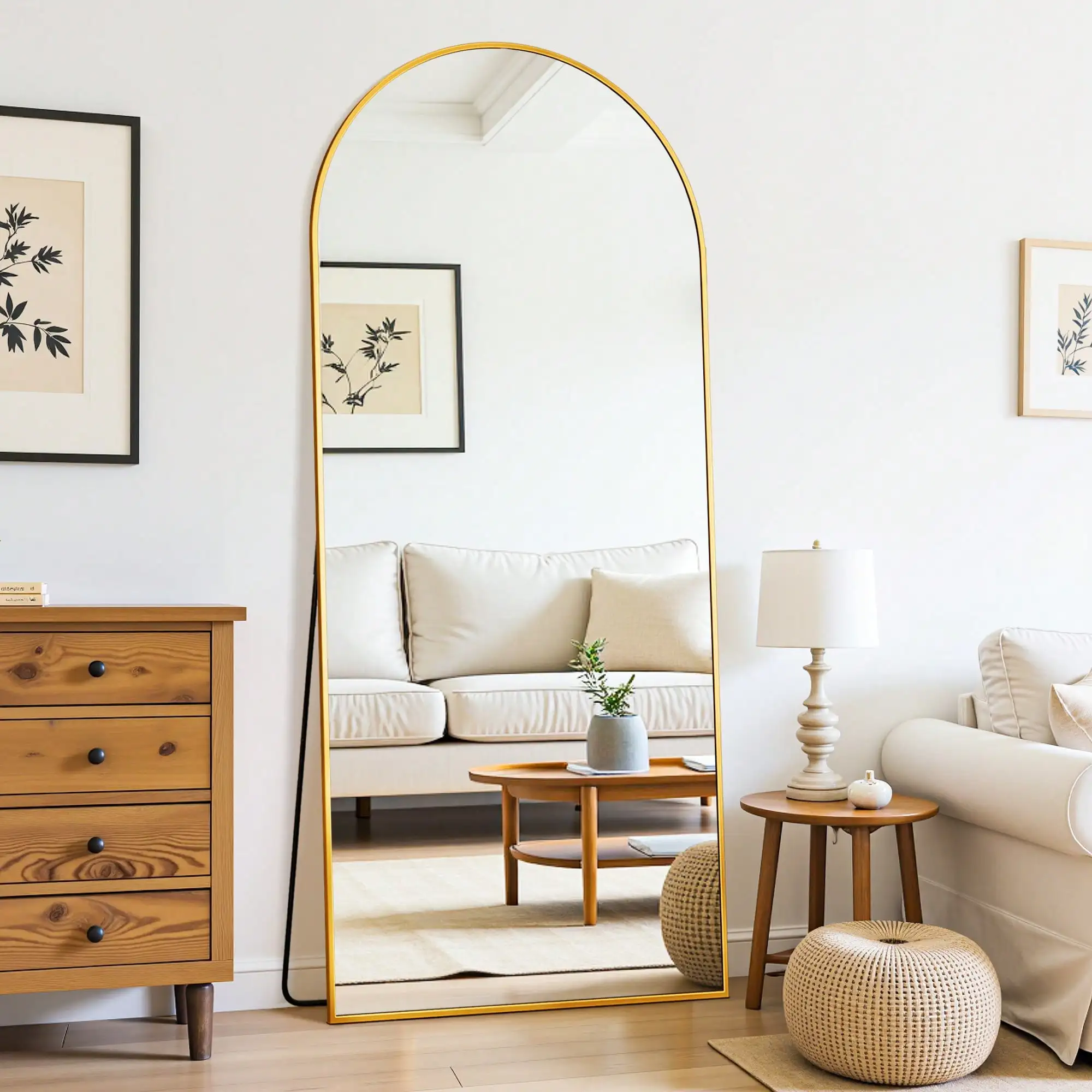 Furnbar Arch Floor Mirror, 58"X19" Full Length Mirror - Freestanding Full Body Mirror With Stand For Bedroom Or Living Room,Amber,Lavender,Persimmon,Pistachio,Sapphire image 2