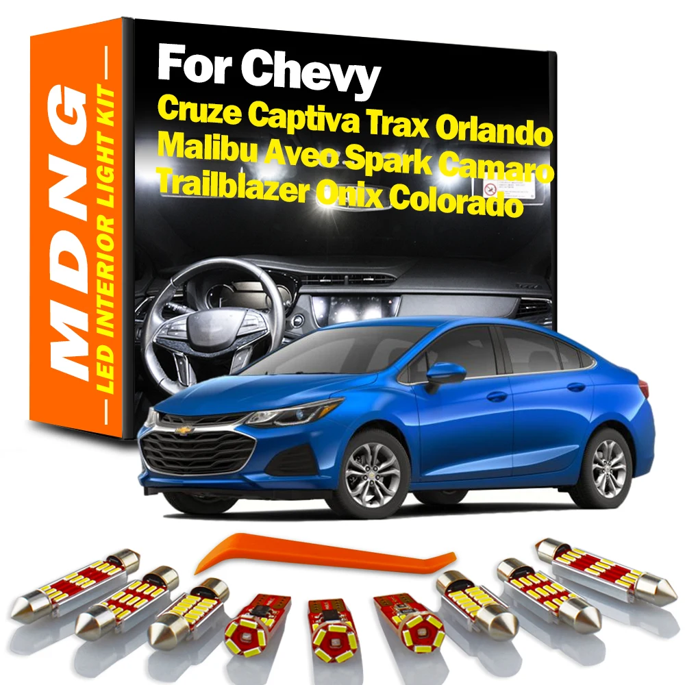 For Chevrolet Chevy Cruze Captiva Colorado Trax  Malibu Aveo Spark Camaro Orlando Trailblazer Onix Interior LED Bulbs Light Kit