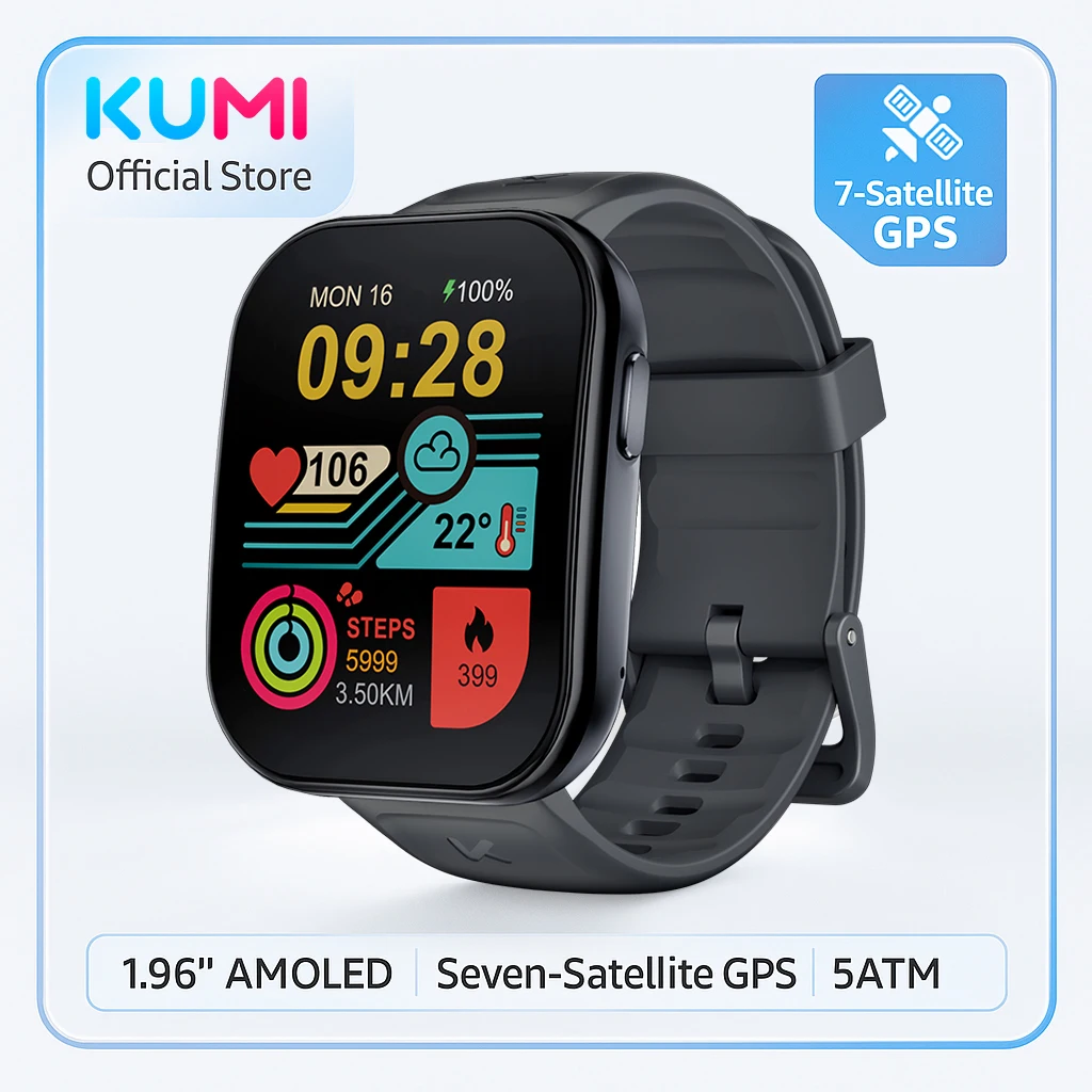 

Умные часы KUMI U6 AMOLED с искусственным интеллектом ChatGPT, водонепроницаемость 5 АТМ, 7 спутниковых GPS, фитнес-трекером с 100 спортивными часами, пульсометром, сна