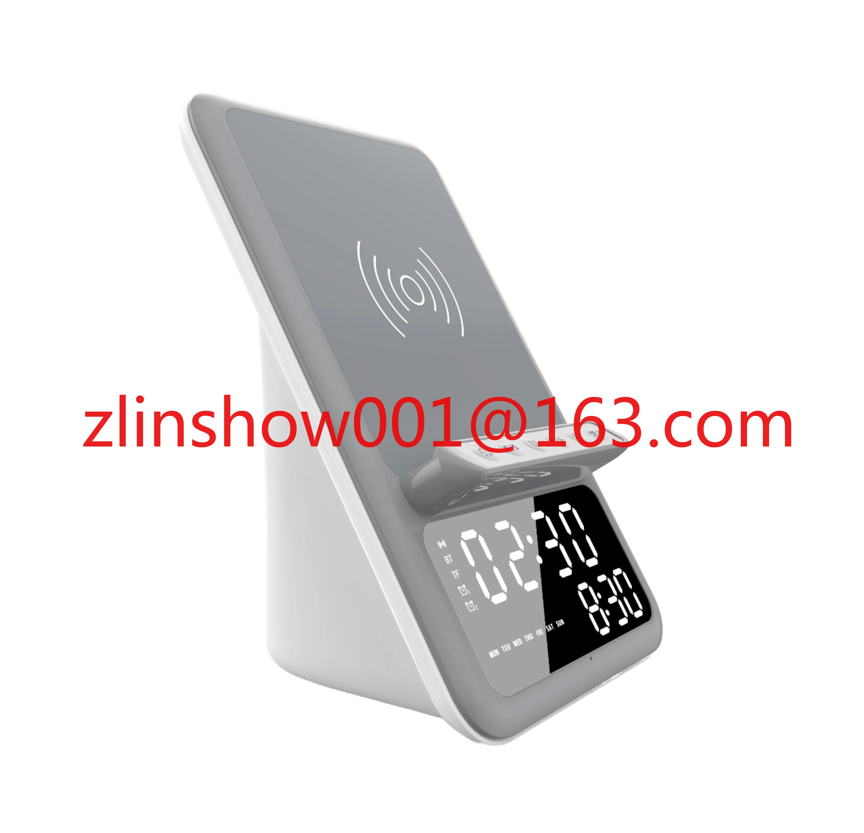 

4 в 1, держатель для телефона с быстрой беспроводной зарядкой, светодиодный цифровой дисплей, будильник, беспроводной динамик BT для