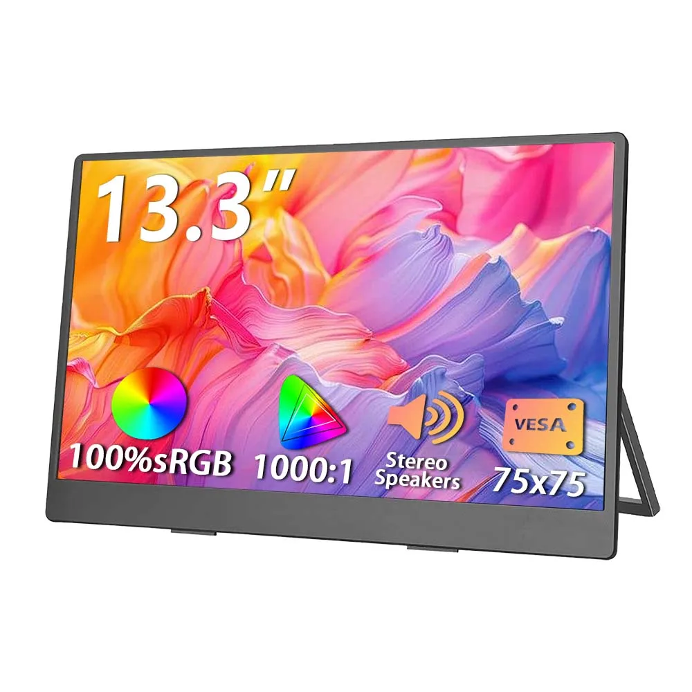 

13.3 inch Monitor 1080P Touch LCD Screen 100%sRGB USB-C HDMI-Compatible External Travelling IPS Display for PC Computer Windows