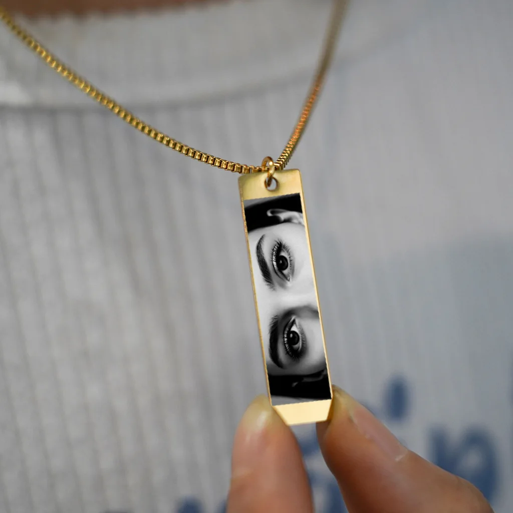 

Customized Eye Photo Necklace And Bracelet Personalized Stainless Steel Jewelry Adjustable Cuban Chain Engrave Eyes Photo Gift