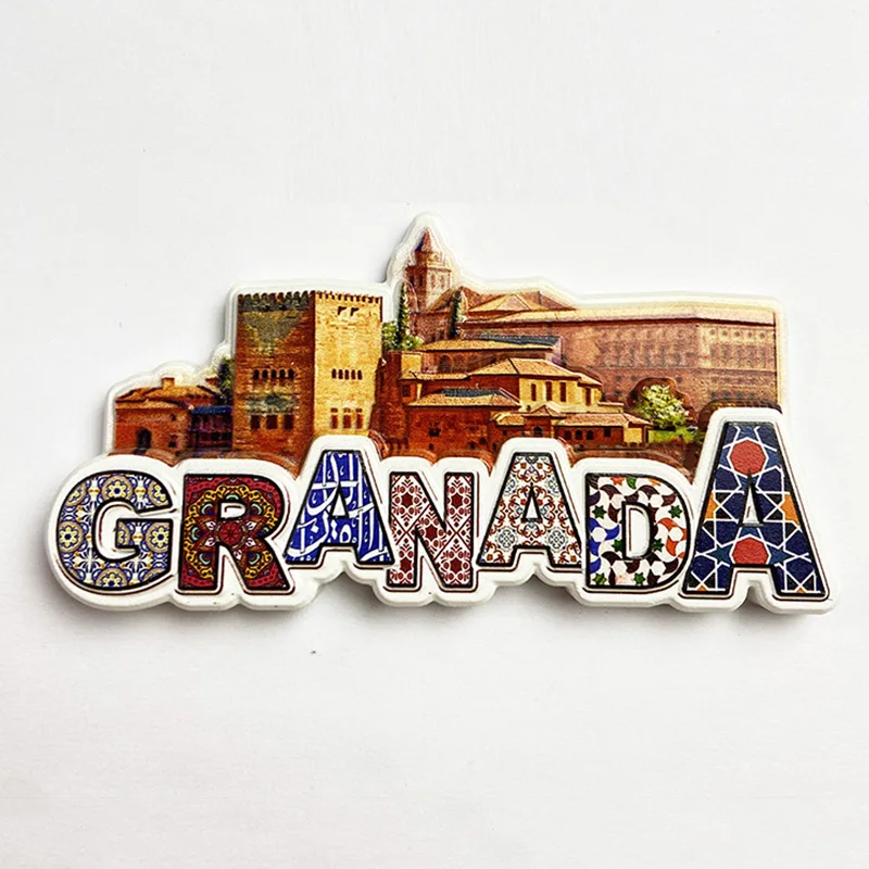 Granada, Spanish architecture and cultural crafts, 3D refrigerator magnets, tourist souvenirs, home decor items, collection gift