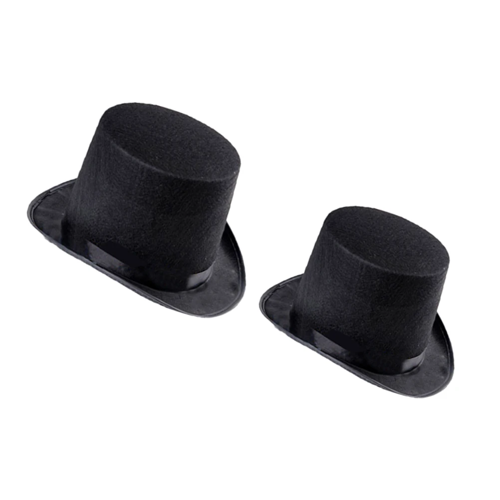 

2pcs Felt Tophat Hats Creative Party Costume Accessories Soft Lightweight Performance Hat Photo Props Adult Children Black