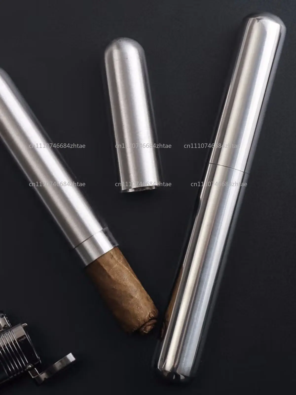 Stainless Steel Cigar Tube 167x22mm Single Cigar Humidor Airtight Moisturizing Travel Accessory