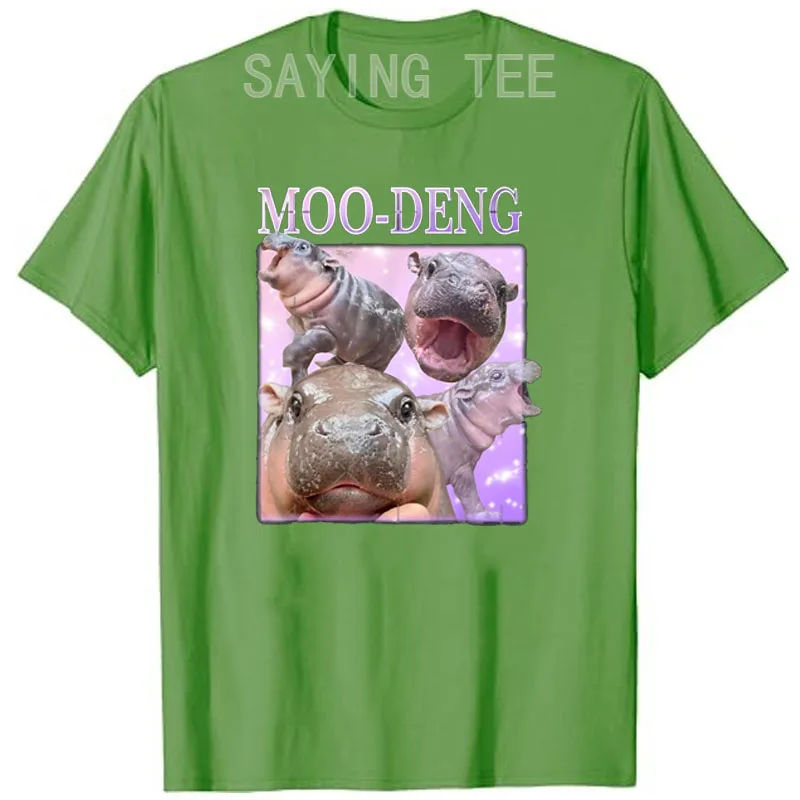 MOO-DENG IL FAMOSO BABY PIGMY HIPPO MOODENG T-shirt Umorismo Divertente Camicette a maniche corte O-Collo Grafica di moda Y2k Top Saying Tee