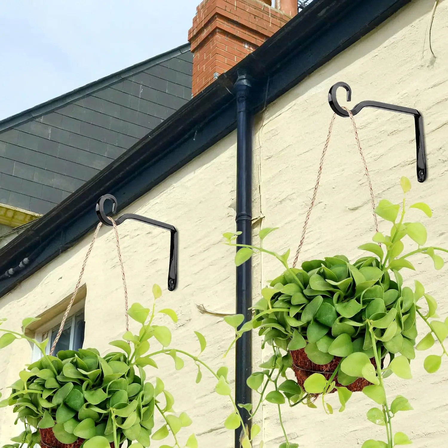 6/10 Inch Plant Hanger Sturdy Plant Hangers Outdoor 2 Pack Metal Hanging Plant Bracket Bird Feeder Wall Hooks for Hanging Flower