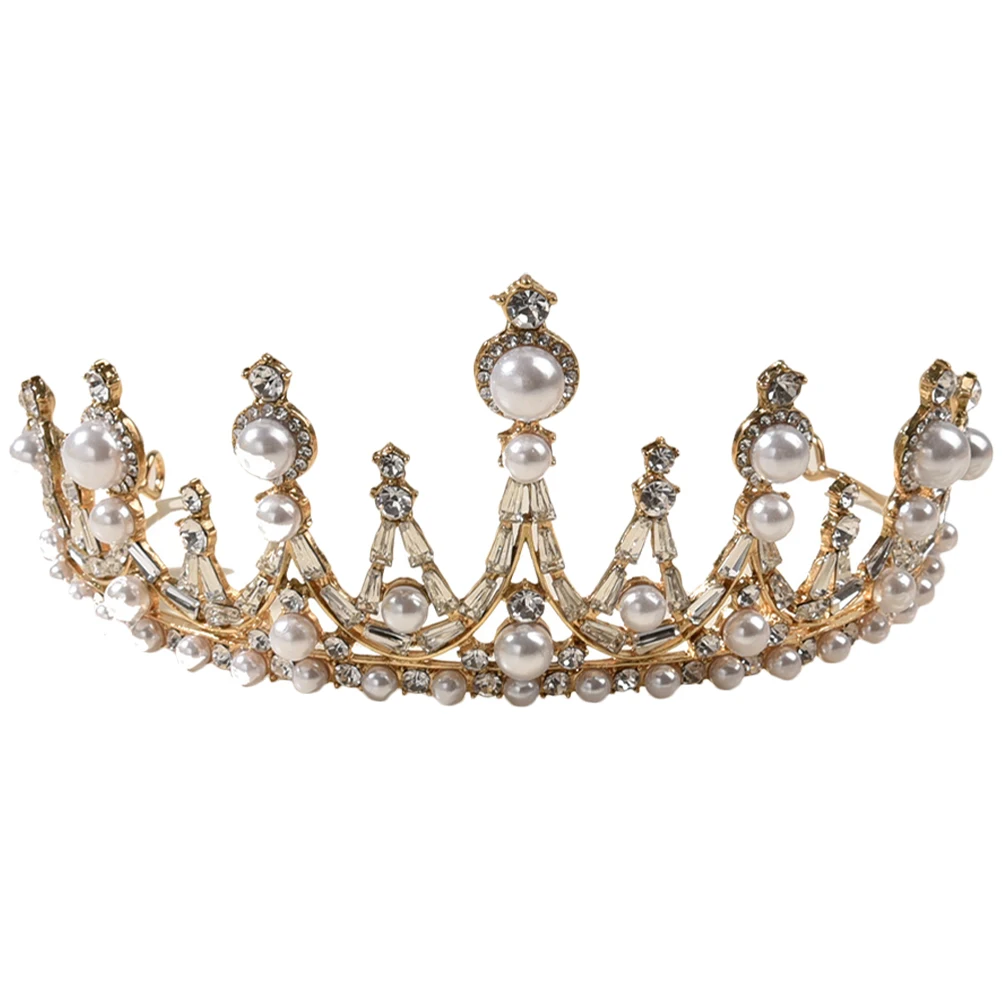 

Жемчужная корона, повязка на голову для невесты, аксессуары, тиара из цинкового сплава, головной убор, женские элегантные свадебные украшения со стразами