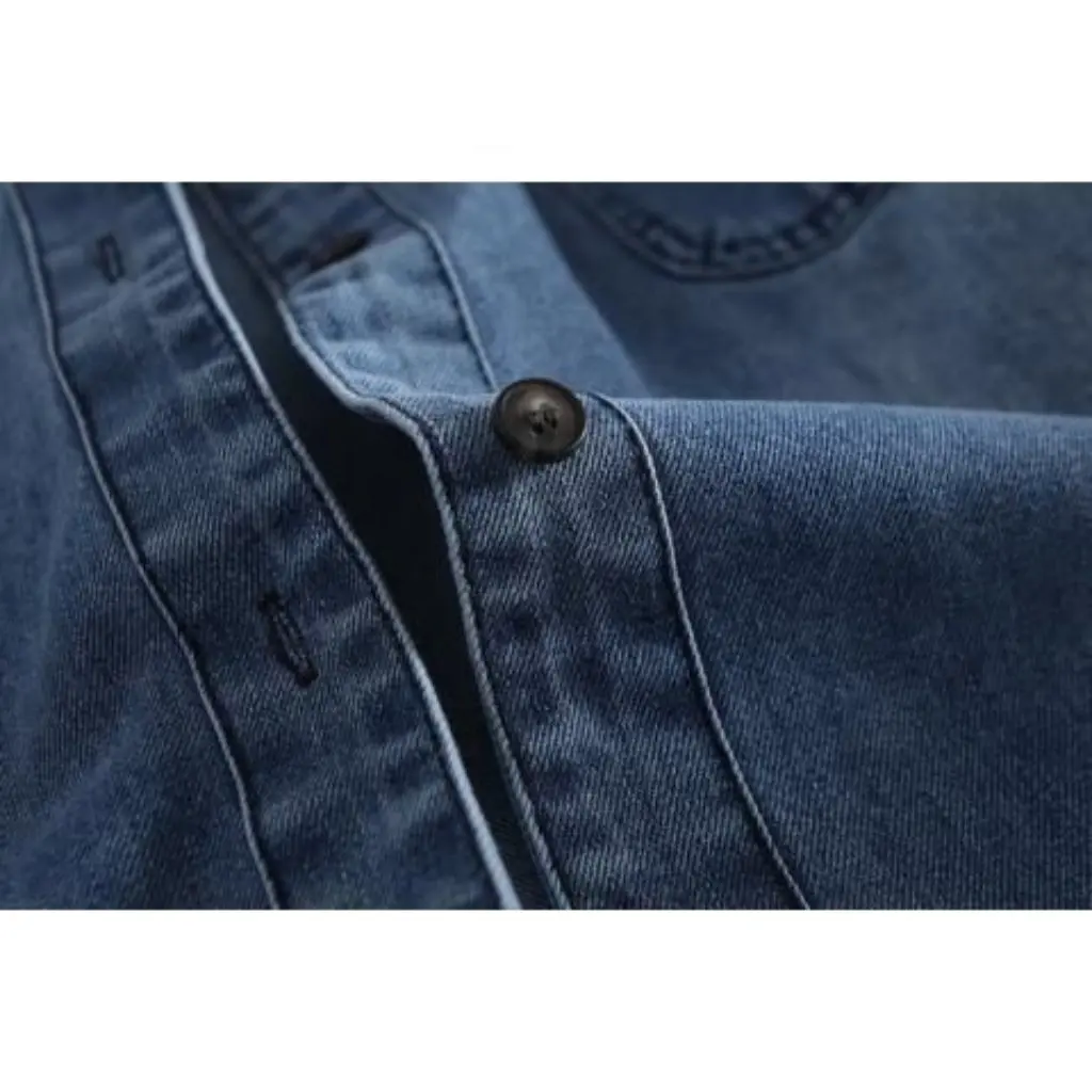

Retro Denim Jacket Large Size Loose Fit Mid-Length Long-Sleeved Versatile Shirt Top for Women