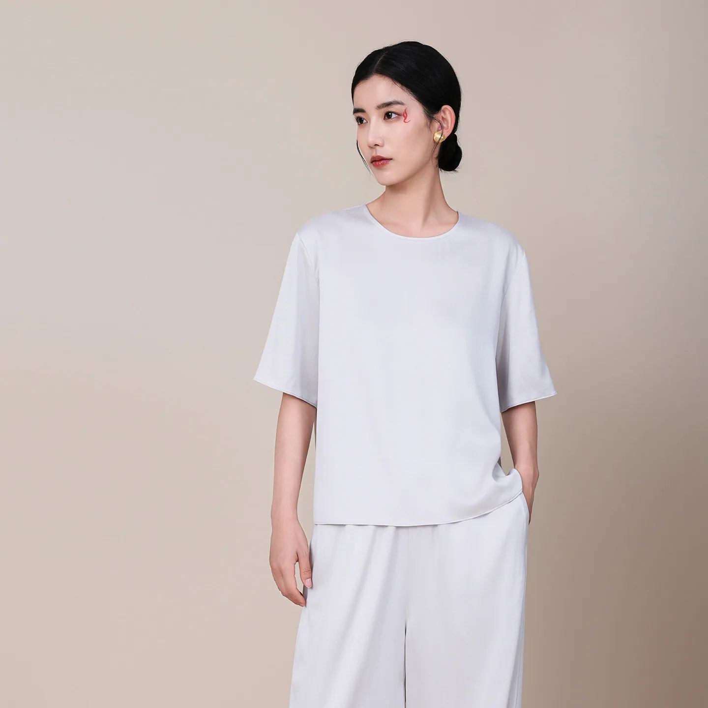 Women 100% Pure Mulberry Silk T Shirt Summer O Neck Mid Sleeve Loose Blouse Luxury Elegant Commuter Casual Top Ladies Silk Shirt