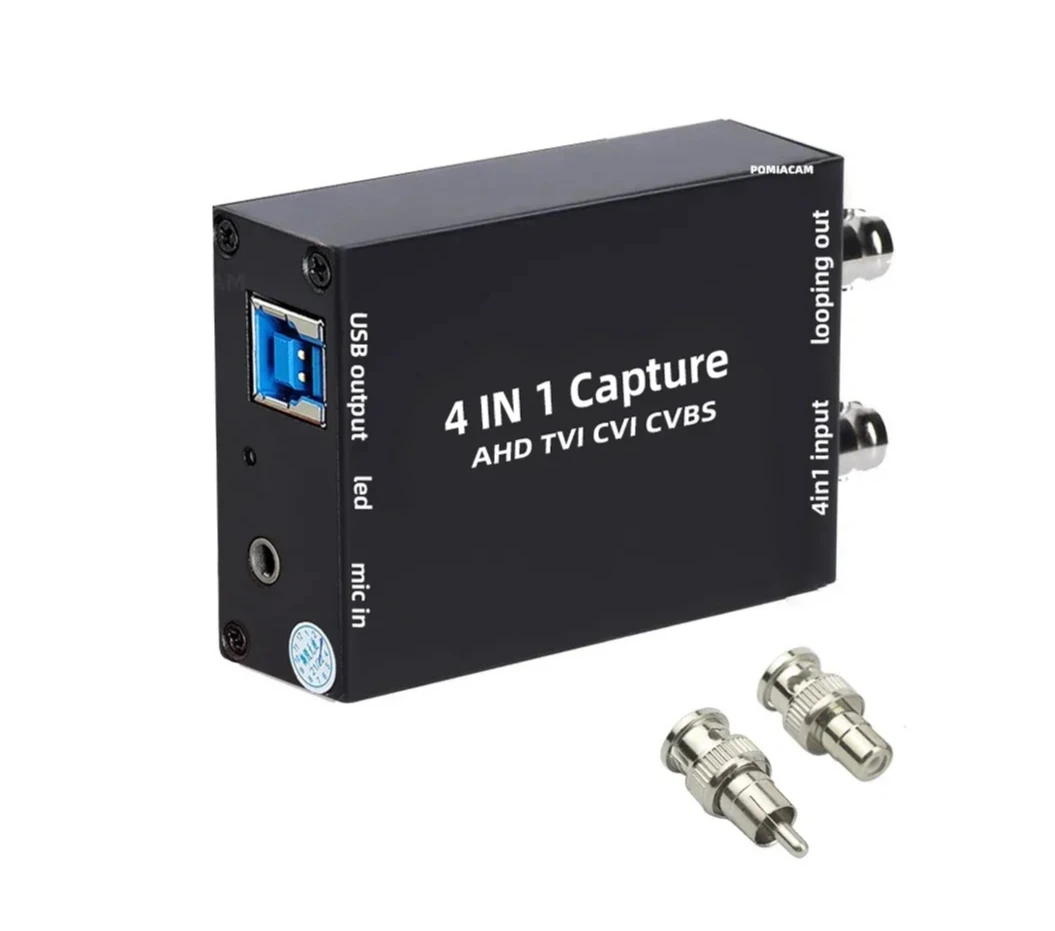 4-in-1 AHD TVI CVI CVBS to USB Output to Computer Plug and Play Capture Video Audio Capture for OBS Potplayer Collects Record