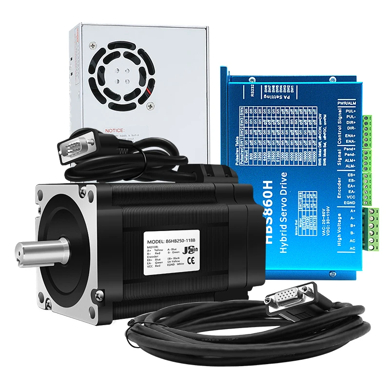 Disponibilità UE/MEX! Motore passo-passo CNC Nema34 a circuito chiuso 4.5N 8.5N 12N.m e cavo encoder 3M + Driver servo ibrido HBS860H + 400W 60V