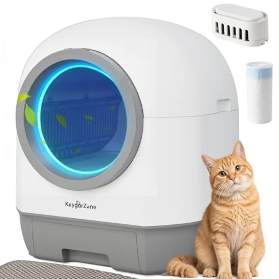 

Умный самоочищающийся автоматический лоток для кошек с контролем запаха, инфракрасными датчиками, режимом сна и управлением через приложение для работы без помощи рук